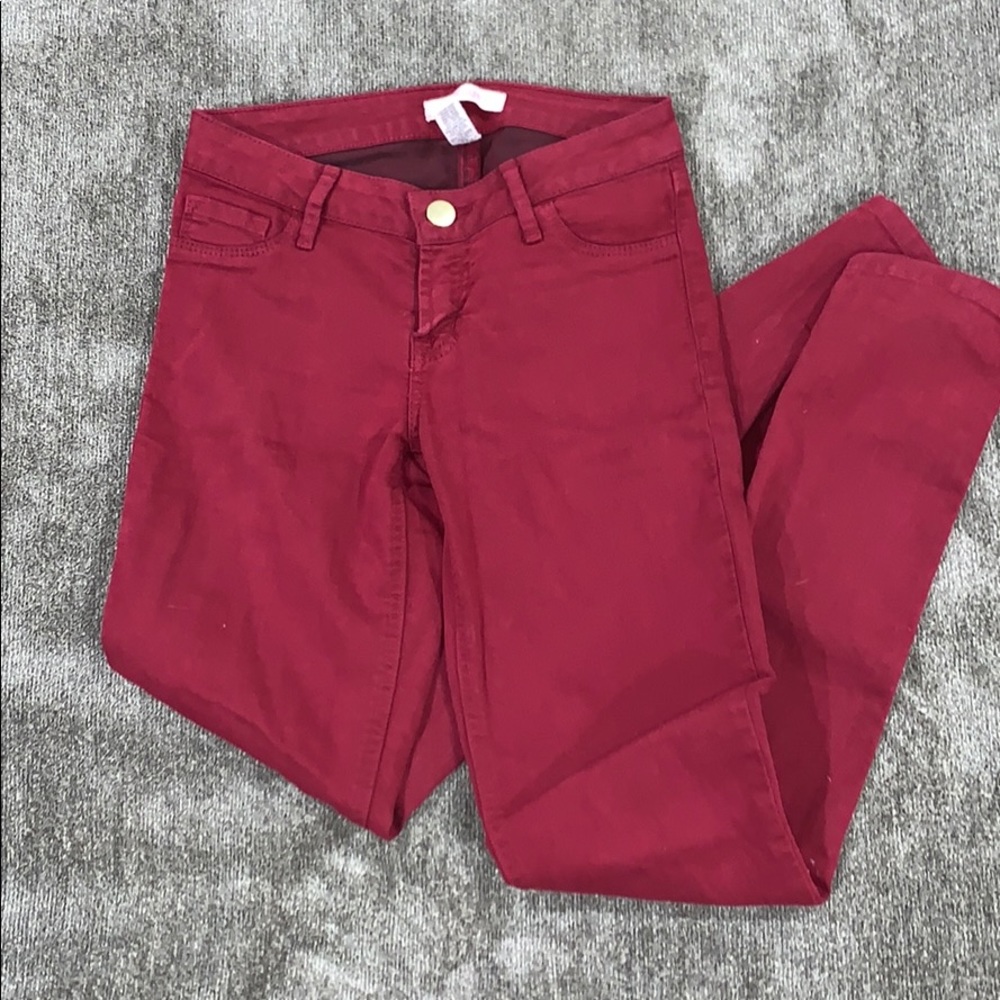 Red skinny pants